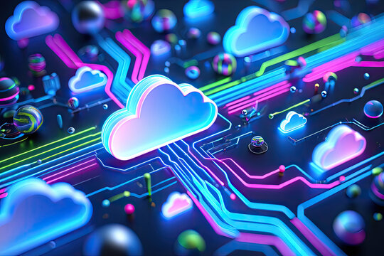 From Google import genai Cloud Computing's Vibrant Circuitry, Illustrating AI's Digital Network