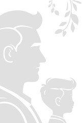 Father and child silhouette artwork for Father’s Day. Great for cards, banners, templates, and family celebration graphic projects.