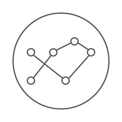 Abstract network of connected circles and lines within a circle