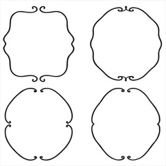 Whimsical Oval Wedding Frames – Hand-Drawn Vintage Black Line Set