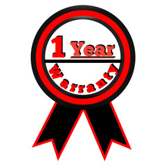 One-Year Warranty Badge Design Transparent Background 