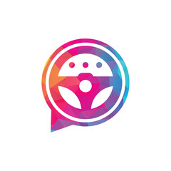 Chat driver vector logo template illustration.