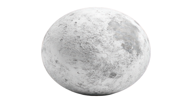 Detailed Grey Moon Isolated on Transparent Background - Powered by Adobe