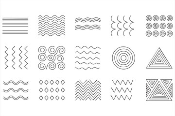 Vector illustration of geometric and abstract line icons for design and background themes