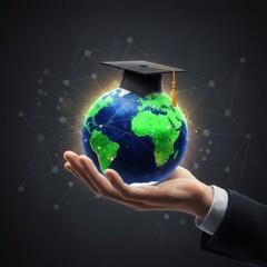 Hand Holding Globe Symbolizing Education and Global Awareness