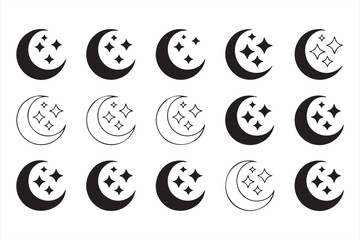 Fototapeta premium Vector illustration of mystic and astronomy icons with moon, constellation and cosmic symbols