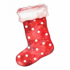 Red Christmas stocking christmas illustration polka.