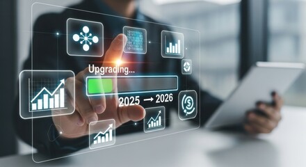 Man with Touchscreen Interface Upgrading Data Analytics Visuals