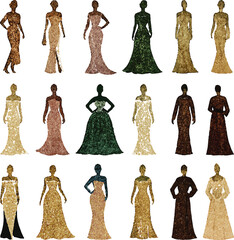 set of fashion women silhouettes
