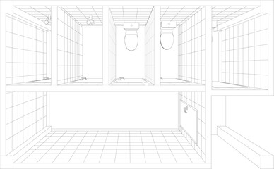 3D illustration of toilet and bathroom