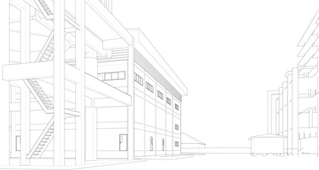Fototapeta premium 3D illustration of industrial project