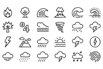 Naklejka premium Natural disaster doodle illustrations for environment, forecast, and meteorology use