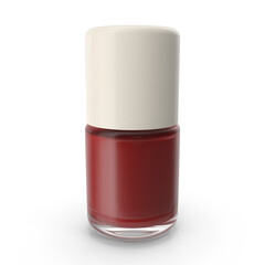 Red Nail Polish Bottle, Beauty Product Studio Shot, 3d Png, transparent background