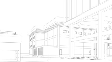 3D illustration of industrial project