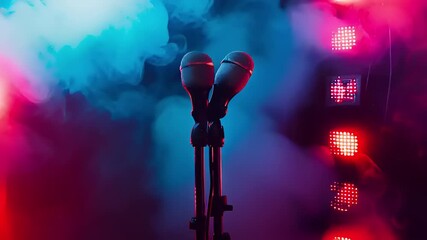 Stage Microphones with Dynamic Lighting and Fog Effects Creating an Immersive Concert Experience