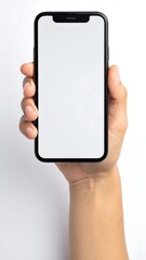 Hand holding a black smartphone