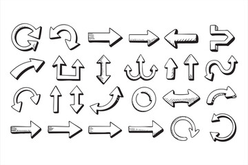 Hand-drawn arrow symbols for direction, chart, and business presentation graphics