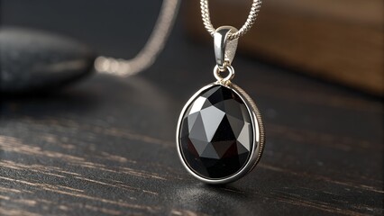 Polished black gemstone pendant.