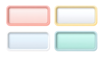 Four Empty Rectangular Trays In Pastel Colors
