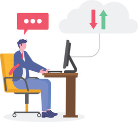 Cloud Computing Concept with Person Accessing Files from the Cloud.
