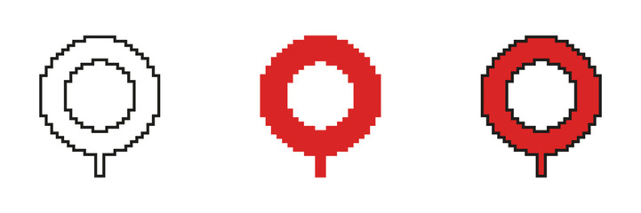 Map Pointer Location Marker Pixelated Icon Set. Pixel Art Symbol Collection of GPS Drop Navigation Destination Pin. Isolated Vector Illustration