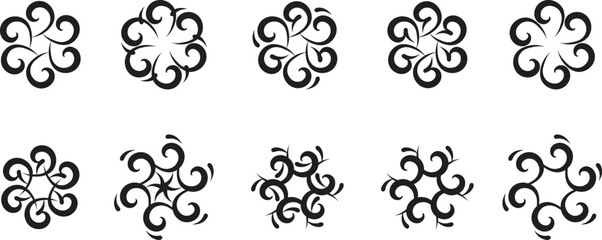 Decorative Swirl and Spiral Vector Elements – Stylish Ornaments for Logos, Tattoos, and Invitations silhouette 