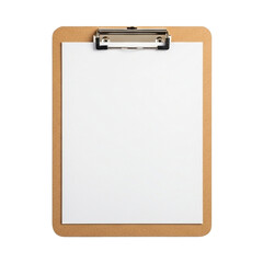 Clipboard with blank white paper isolated on transparent background for notes