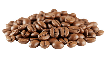Pile of coffee beans isolated on transparent background