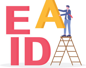 Brainstorming session Exploring ideas with stickers and light bulbs. Concept of gathering ideas
