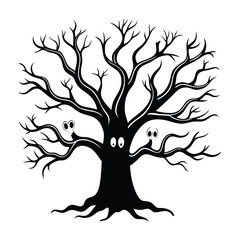 Haunted tree vector icon illustration.