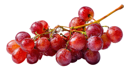 Red Grape Cluster Isolated on Transparent Background