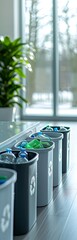 Recycling plastic bottles home eco friendly effort near bright window showing commitment to