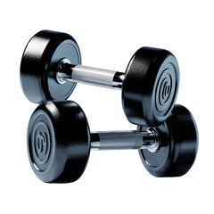Sleek Black Dumbbells: Precision Fitness Gear on Azure Gradient Background
