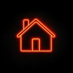 Simple Christmas house neon light black.