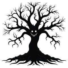 Obraz premium Haunted tree vector icon illustration.