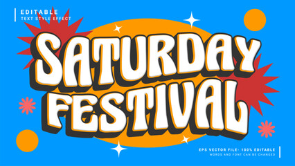 Saturday festival retro and vintage editable text effect template