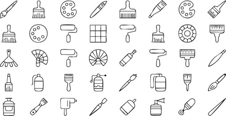 Painting and Craft Icon Pack with Rollers and Tubes for Graphic Design