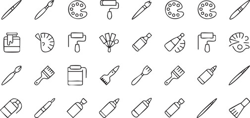 Creative Design and Drawing Symbols Set in Minimal Line Vector Style