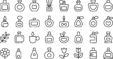 Perfume Bottle Icons Collection for Beauty and Fragrance Design