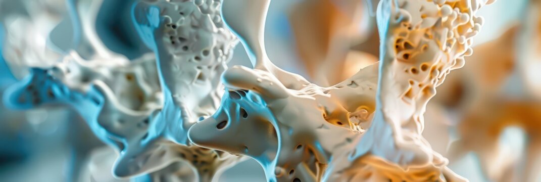 World osteoporosis day awareness - highlighting bone health and prevention strategies. Horizontal medical banner. Free space for text. Bone health, skeletal health. Copy space