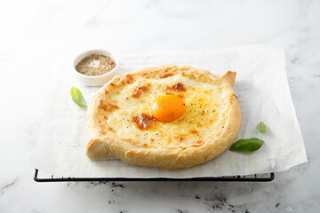 Traditional cheese pie with egg yolk