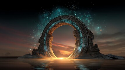 Mystical portal shining with ethereal light. Ancient psychic code system, proven ancient psychic code system for vision, ancient psychic code system unlocking mystery