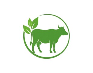 Eco cow logo design, minimal green cattle emblem