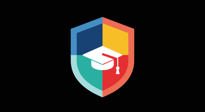 Education Shield Logo Design Graphic.