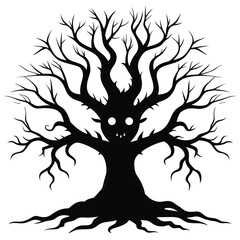 Haunted tree vector icon illustration. halloween tree vector icon.