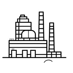 Obraz premium Minimal Flat Factory Building Icon Industrial Vector Illustration 