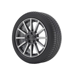 Fototapeta premium Sleek Alloy Wheel with Black Rubber Tire Modern Automotive Elegance
