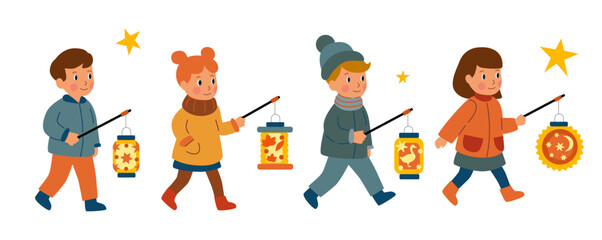 Saint Martin’s Day celebration. Children walking with lanterns © Diana