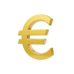 Fototapeta premium Golden euro currency symbol with a metallic shine and 3d effect isolated on transparent background