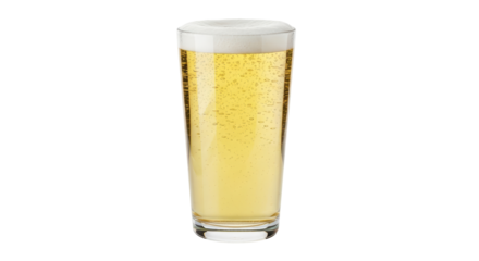 Isolated pint of craft beer with frothy head ready to drink, crisp taste, cold and refreshing